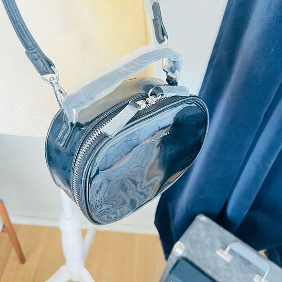 TAHARI Laguna Crossbody Bag, Vegan Patent Leather, Black, Adjustable Strap, NWT - Picture 9 of 16